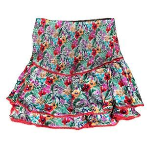 Lost + Wander Floral Skirt Size M – Multicolor Layered Hem, Boho Cottagecore